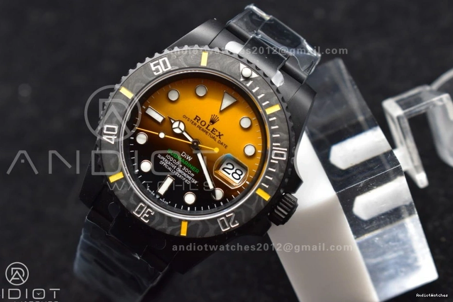 Yellow Popular Black VSF Dial DIW Edition 476 VS DLC on Submariner 1:1 Best DLC Bracelet 1225
